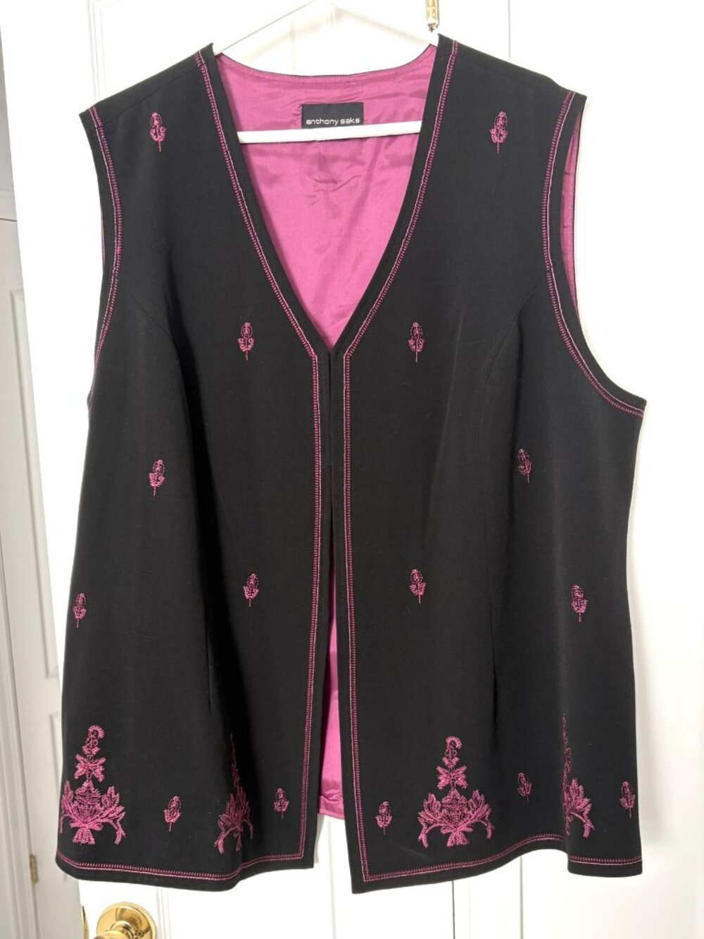Anthony Saks Pink Floral Embroidered Vest Size 2X